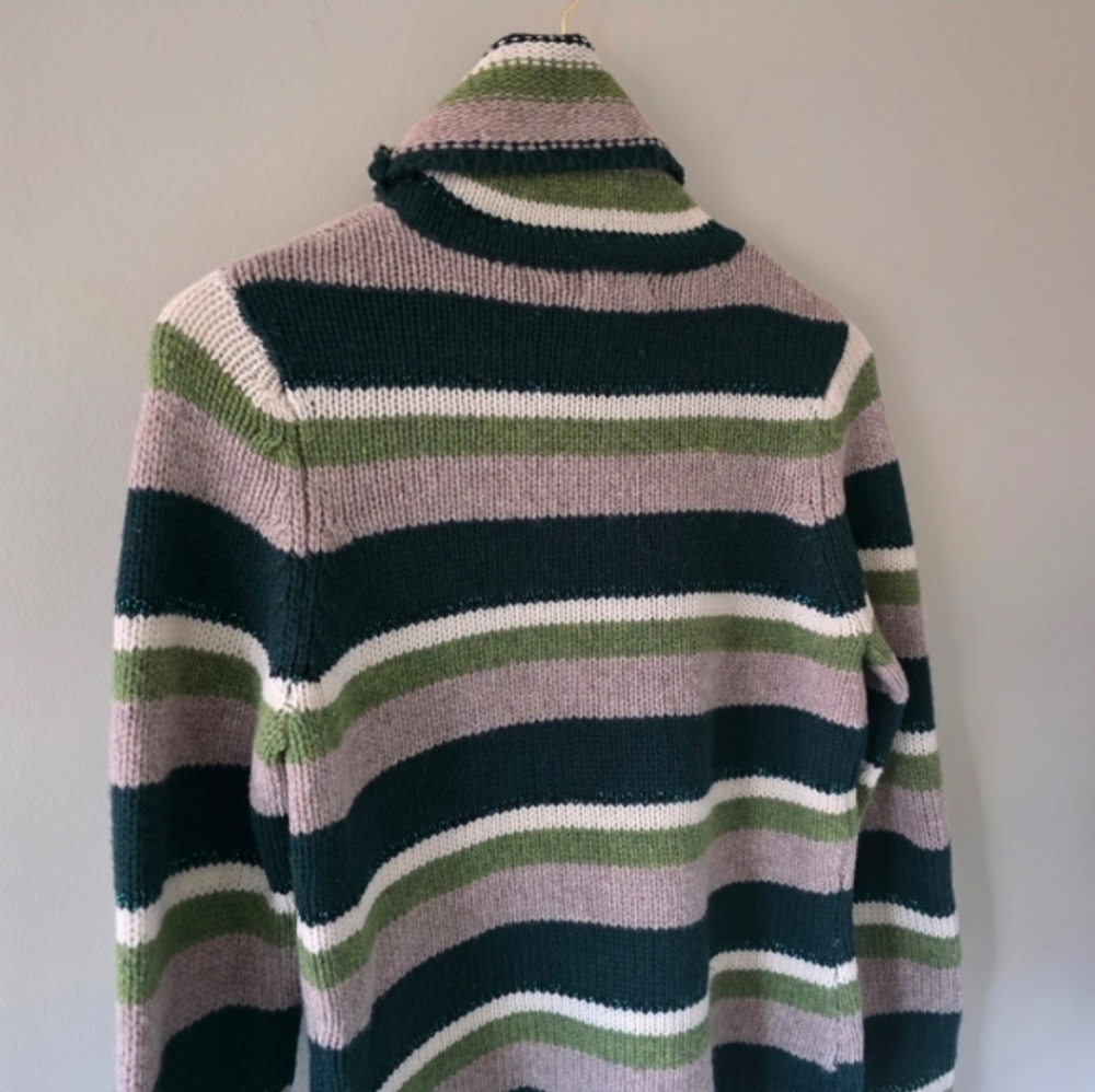 American Eagle M Y2K Preppy Rory Gilmore Striped Lambswool Knit Turtleneck - Picture 12 of 13